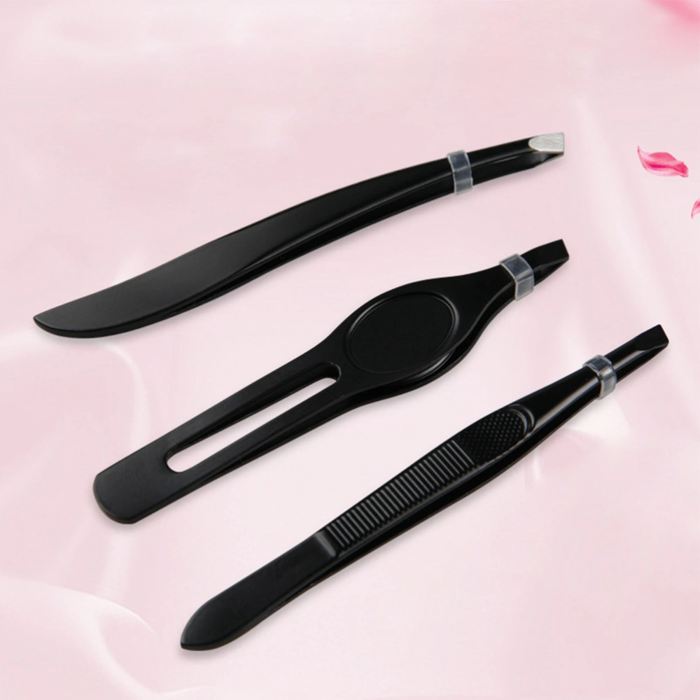 1 Set/6pcs Stainless Steel Eyebrow Clip Mini Eyebrow Tweezer Useful Eyebrow Makeup Tools Creative Eyebrow Clamp (Black)