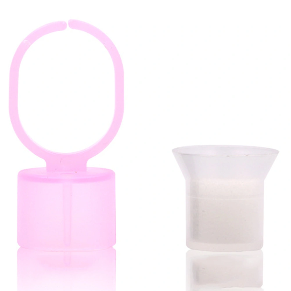 50pcs Sponge Rings Tool Ink Ring Holder Disposable Pigment Container for Eyebrow Tattooing (Rosy)
