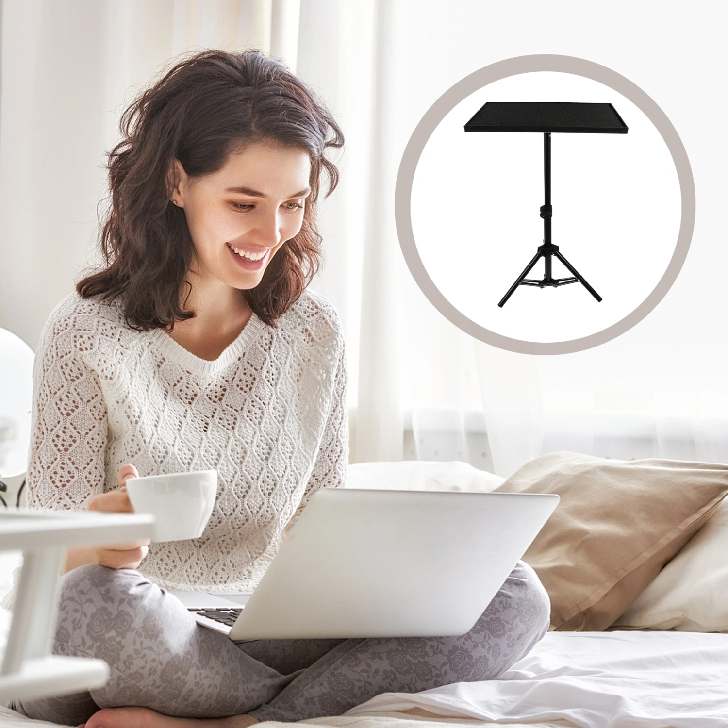 Projector Table 55cm Adjustable Projector Tripod Book Stand Foldable Bracket