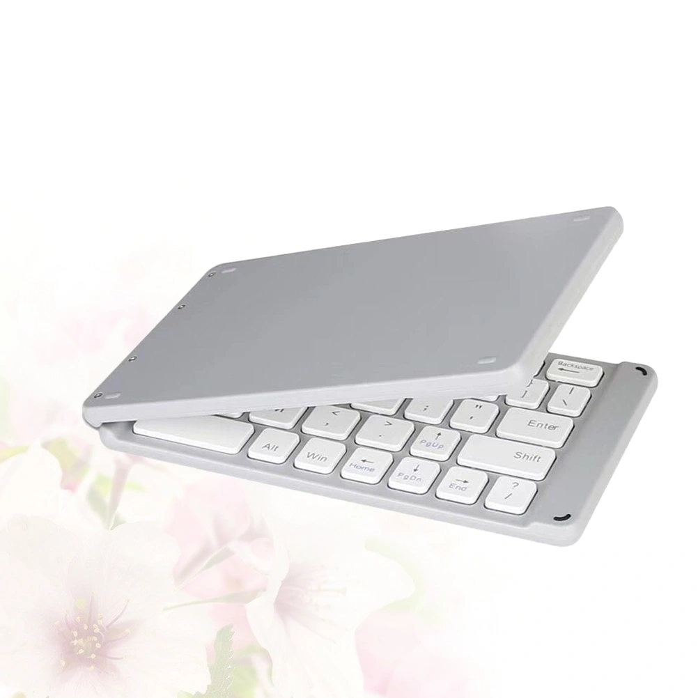 Mini Notebook Keyboard Foldable Tablet Keyboard Portable Mobile Phone Wireless Keyboard (Silver)