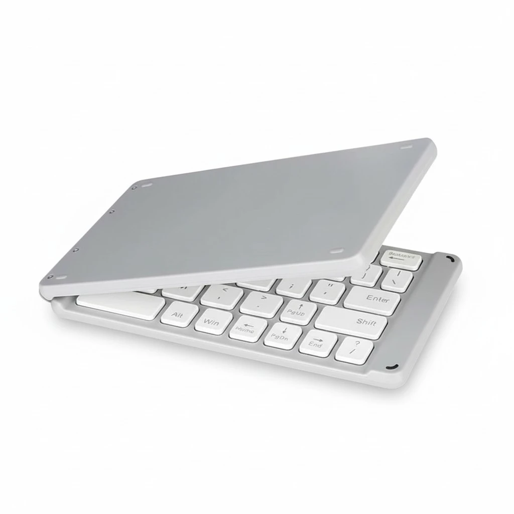 Mini Notebook Keyboard Foldable Tablet Keyboard Portable Mobile Phone Wireless Keyboard (Silver)