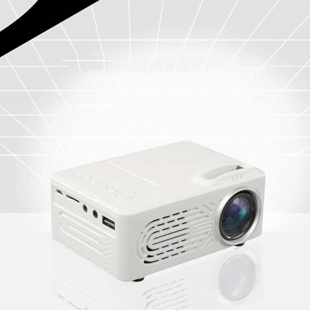 814 Full 1080P Mini LED Projector 1000:1 Ultra-high Contrast Home Theater Cinema Projector Built-in HiFi Stereo Speaker With US Plug (White)