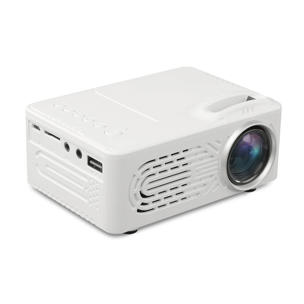 814 Full 1080P Mini LED Projector 1000:1 Ultra-high Contrast Home Theater Cinema Projector Built-in HiFi Stereo Speaker With US Plug (White)