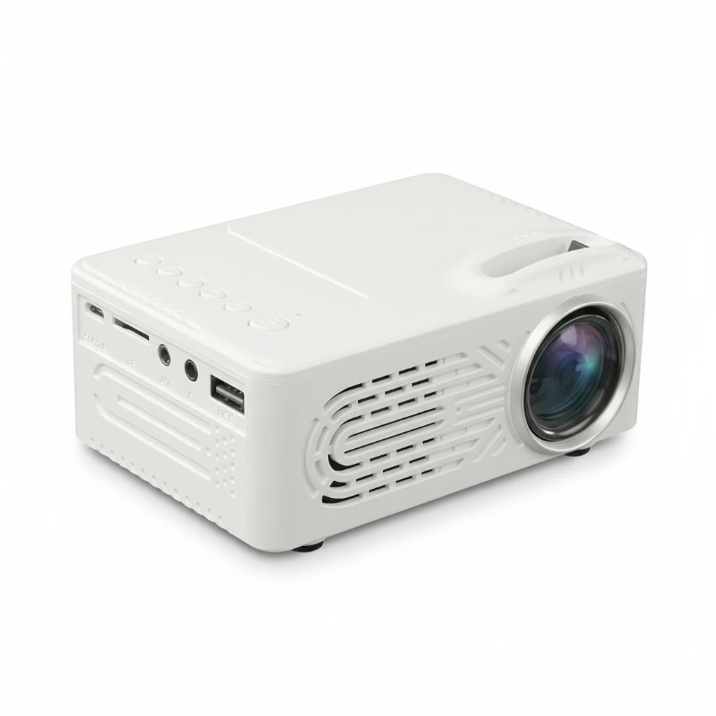 814 Full 1080P Mini LED Projector 1000:1 Ultra-high Contrast Home Theater Cinema Projector Built-in HiFi Stereo Speaker With US Plug (White)