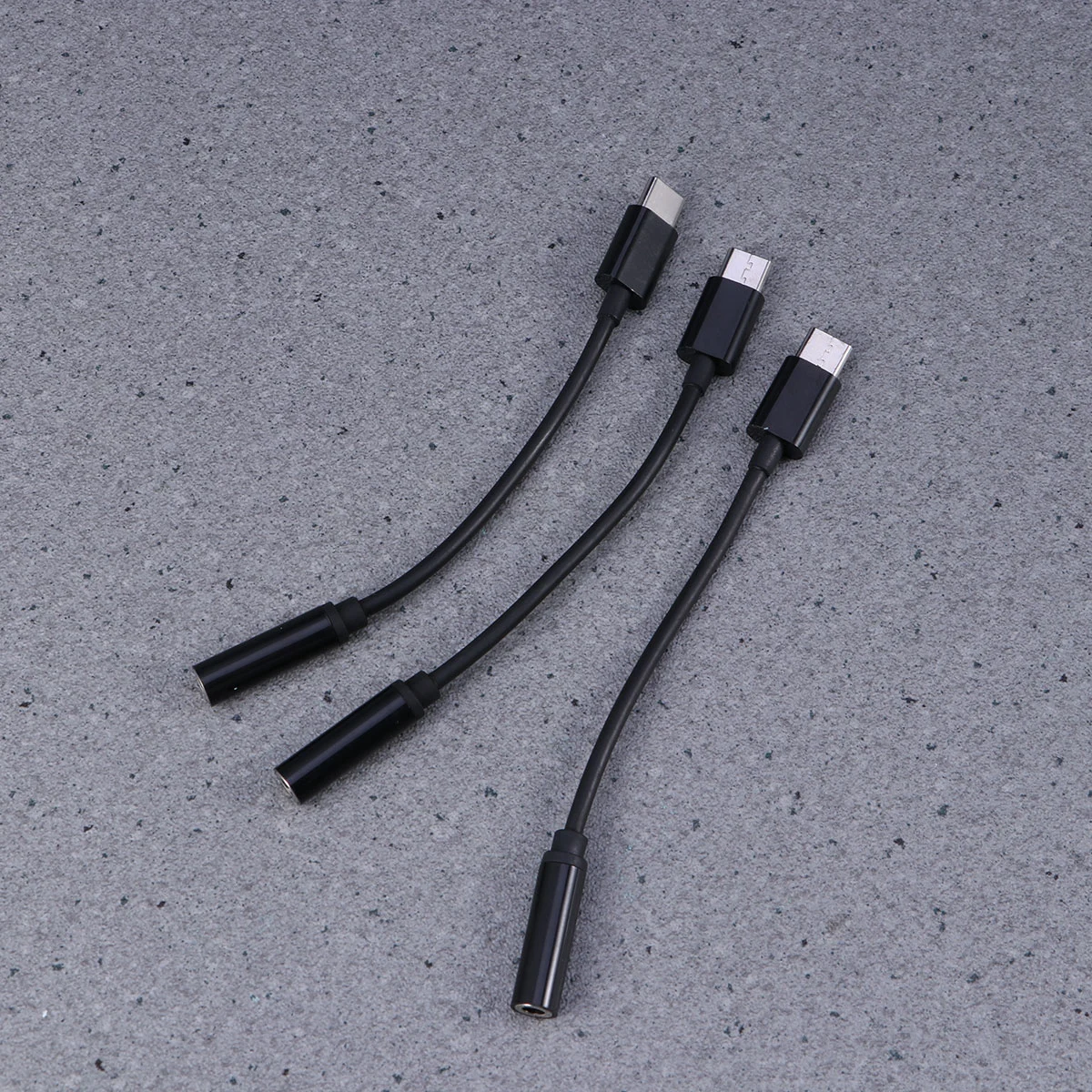 3 Pcs Type C USB C to 3.5mm Headphone Audio Jack Adapter Type C Male to Female Aux Jack Stereo earphone headphone Cable Converter for Pixel Moto Z Z Droid Force Play (Black)
