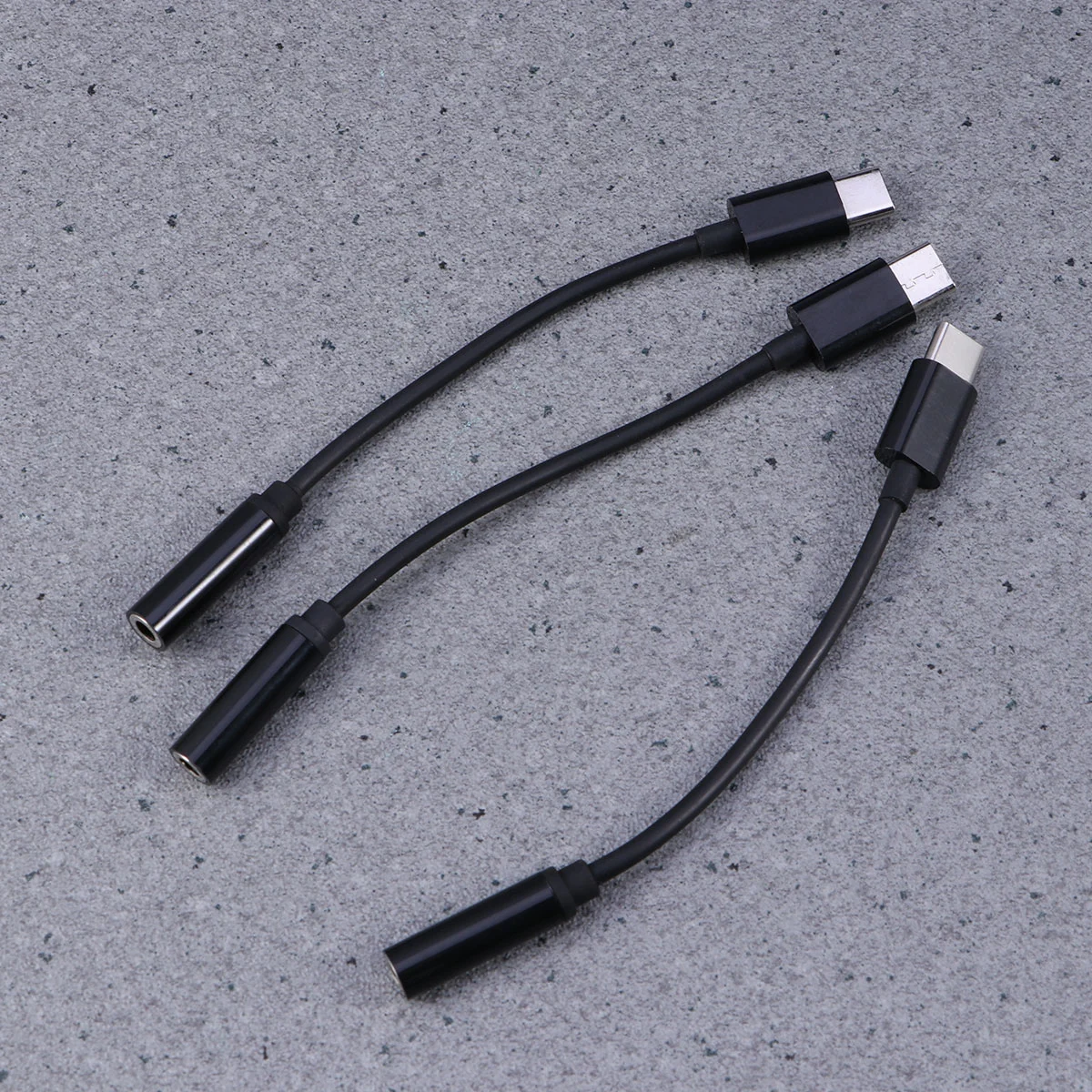 3 Pcs Type C USB C to 3.5mm Headphone Audio Jack Adapter Type C Male to Female Aux Jack Stereo earphone headphone Cable Converter for Pixel Moto Z Z Droid Force Play (Black)