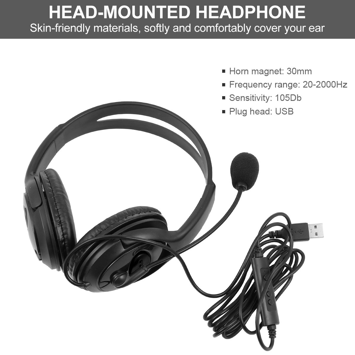 Head-mounted Earphone Gaming Headset Computer Wired Headphone with Microphone