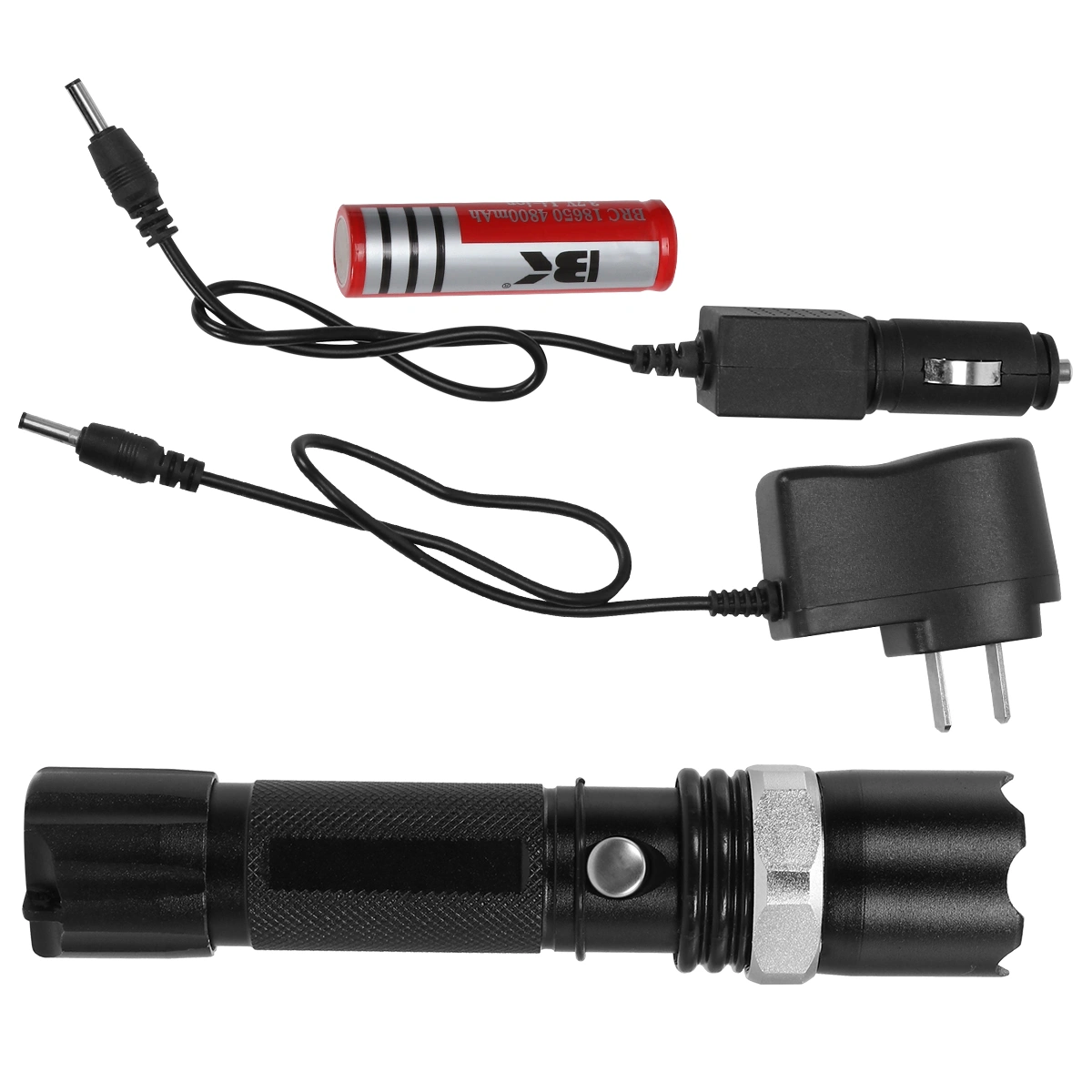 1 Set Multifunctional Zoom Flashlight Set  Waterproof  Mini Flashlight (Black)