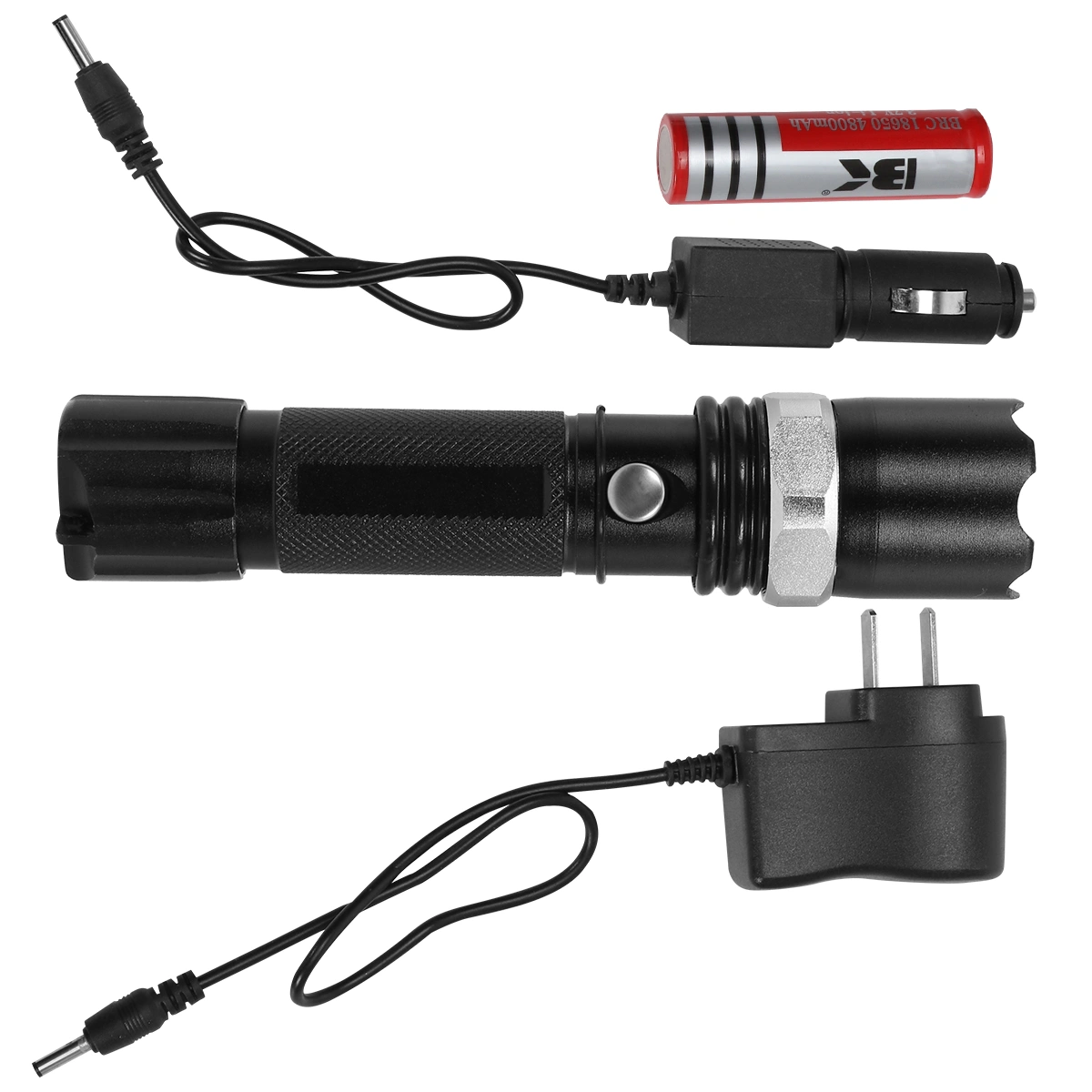 1 Set Multifunctional Zoom Flashlight Set  Waterproof  Mini Flashlight (Black)