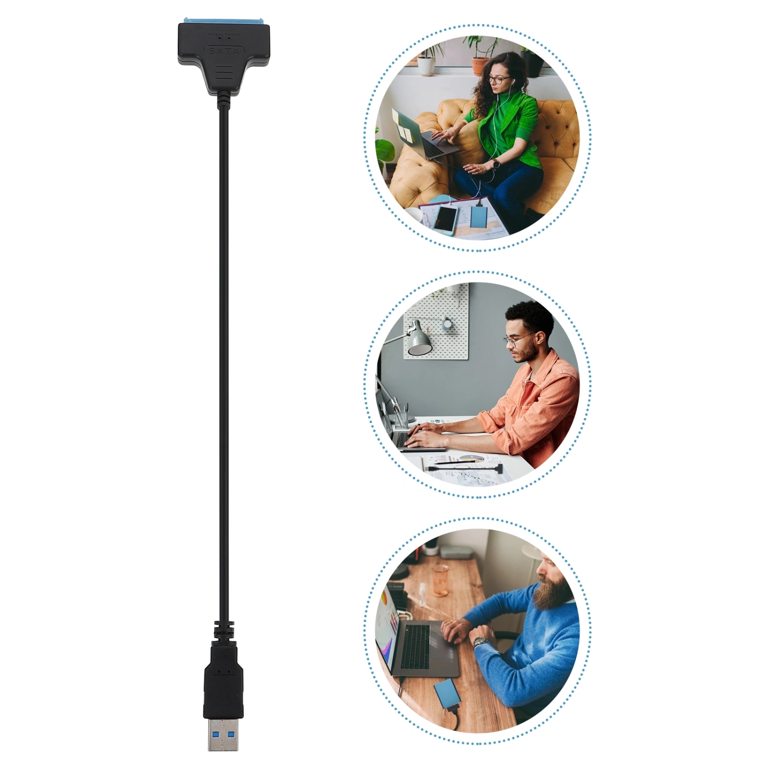 USB 3.0 To SATA Adapter Cable External Hard Disk 22 Pin SATA III to USB 3.0 Aapters Converter Data Transfer Cable for 2.5 Inch HDD/ SSD High 500Mbps 20cm