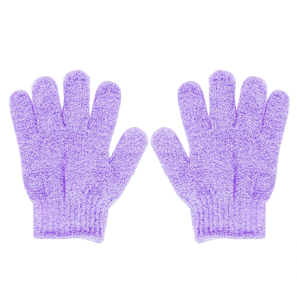 Pair of Shower Exfoliating Bath Gloves Seamless Shower Gloves Body Exfoliator in Candy Color(Purple)