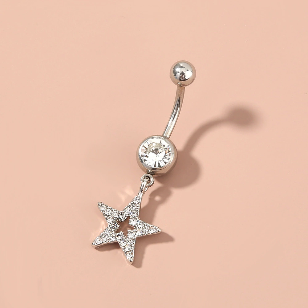 Jewelry Personalized Five Pointed Star Belly Button Nails With Diamonds