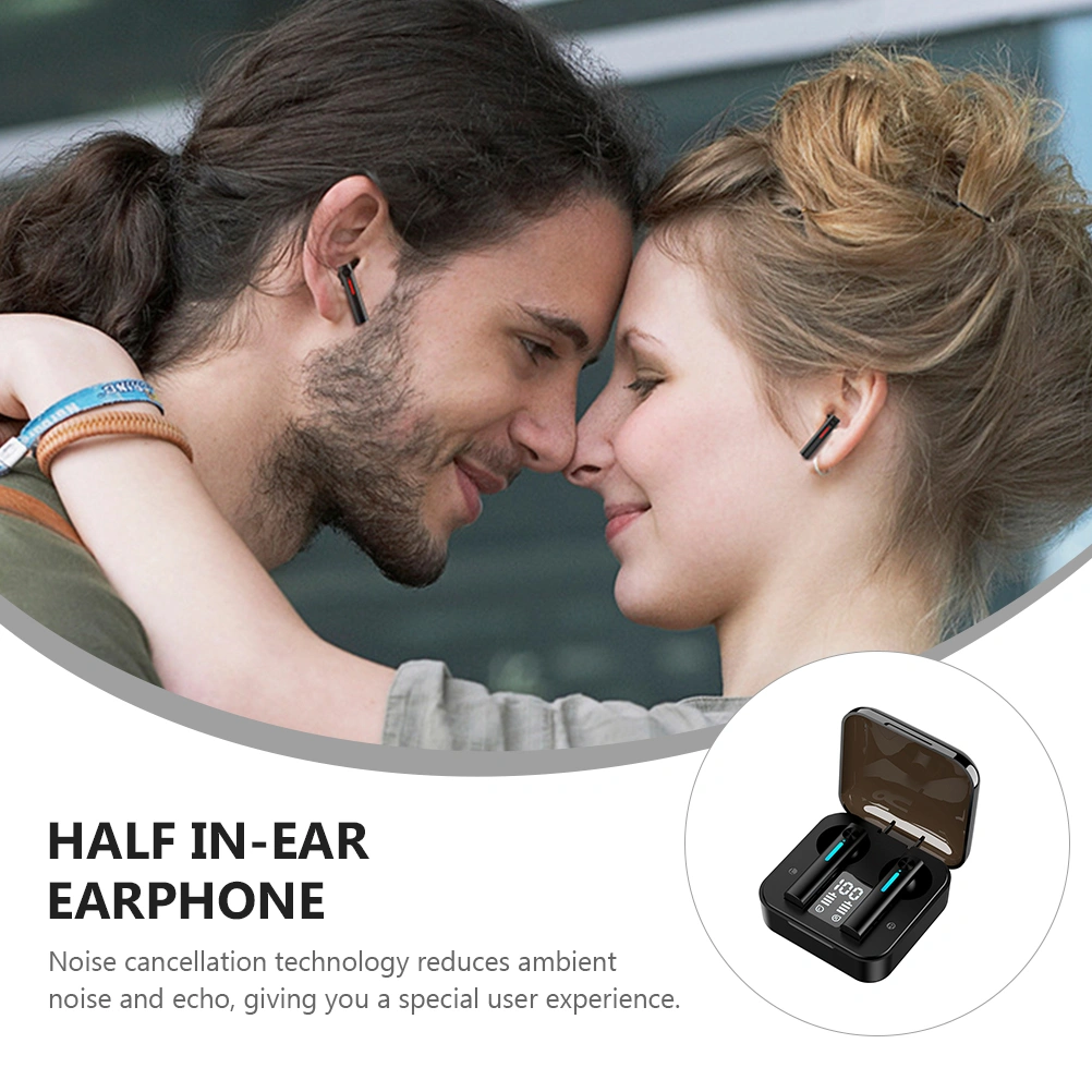 1 Set Wireless Headphone LED Display Wireless Earphone Half In-ear Headphone