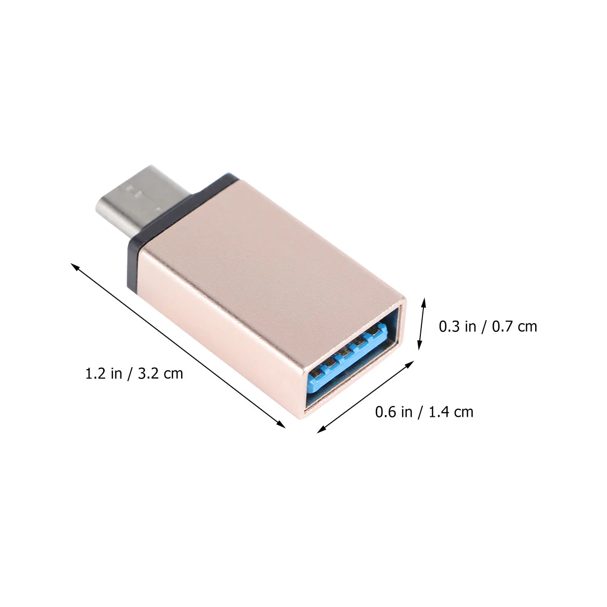 3Pcs Aluminium Alloy Type-c to USB 3.0 Base OTG USB Cable U Disk Reader Adapter Golden