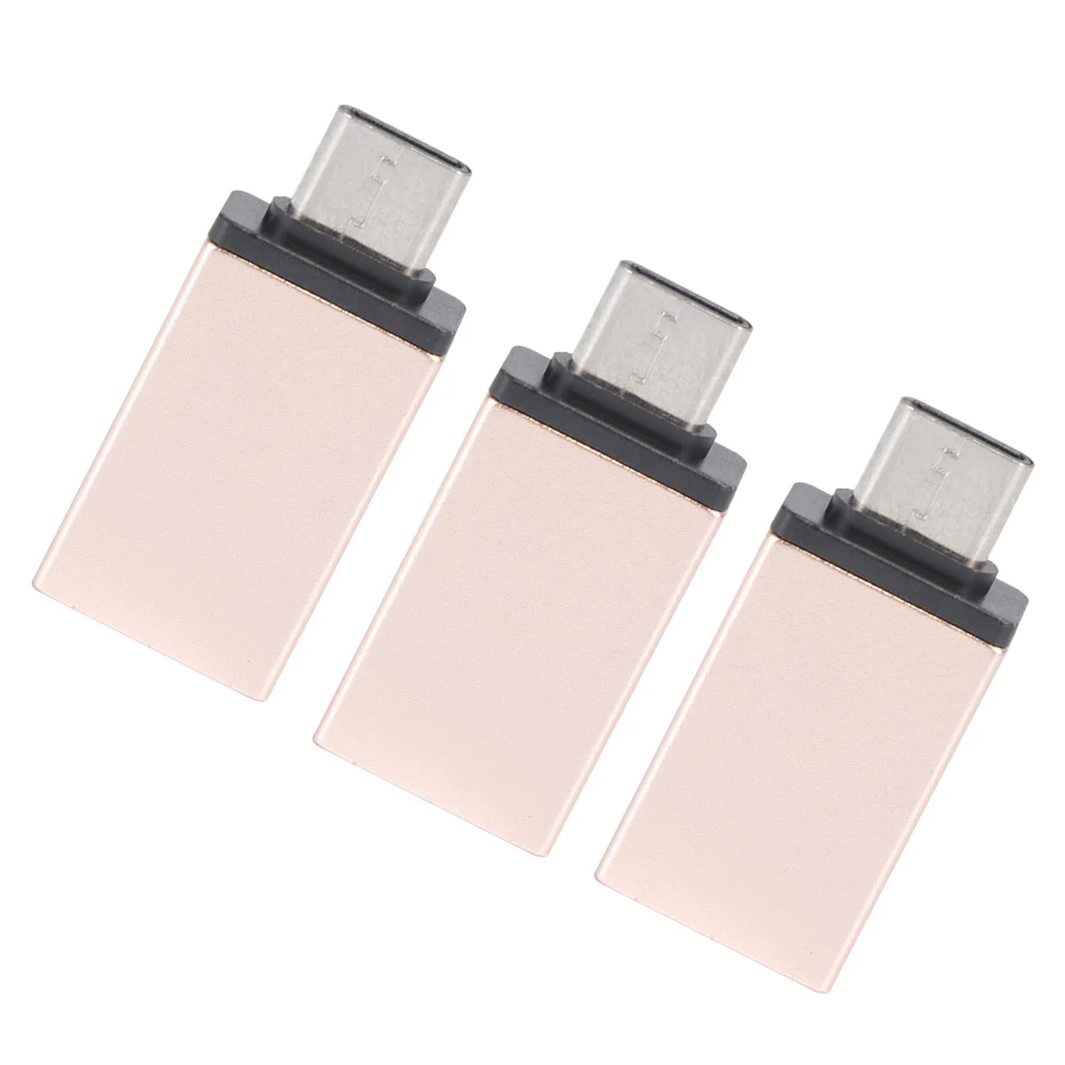 3Pcs Aluminium Alloy Type-c to USB 3.0 Base OTG USB Cable U Disk Reader Adapter Golden