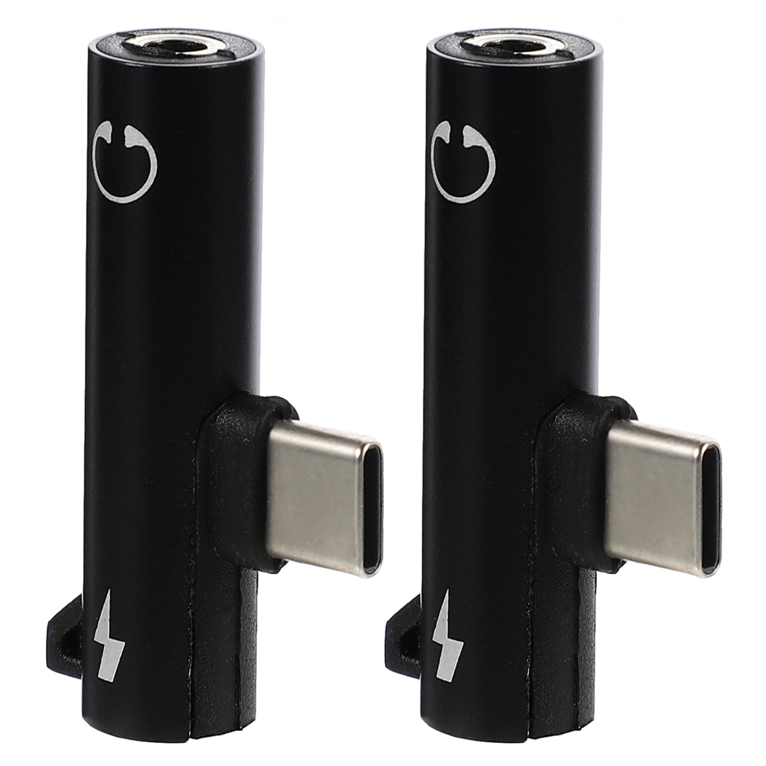 2Pcs Type-c Headphone Adapters Professional Type-c Charging Adapters (Black)