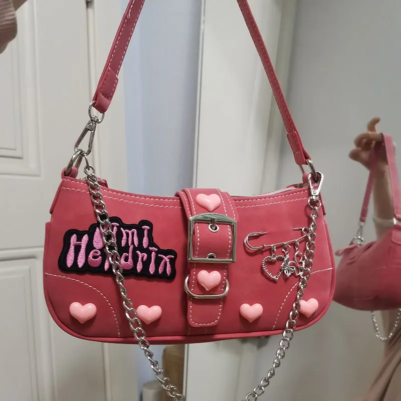 Heart Butterfly Embroidered Chain Portable Messenger Bag