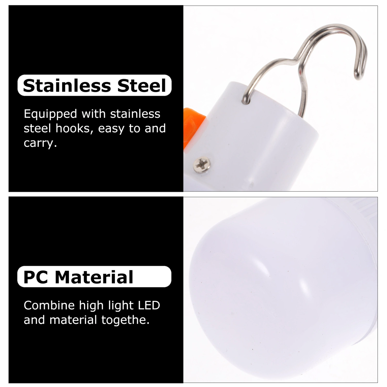 1pc 20W Emergency Bulb Waterproof Rechargeable Portable Outdoor Hanging LED Light Camping Tent Bulb (USB Port 1 Type Light)