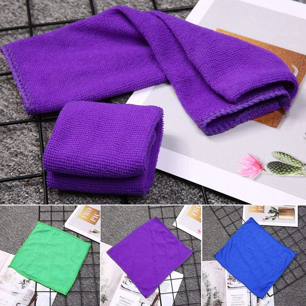16Pcs Water Absorption Kerchief Towels Face Cleaning Towels Portable Travelling Towels (Green Purple for Each 8Pcs)