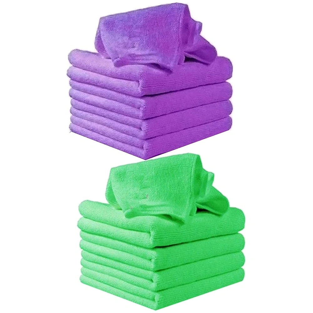 16Pcs Water Absorption Kerchief Towels Face Cleaning Towels Portable Travelling Towels (Green Purple for Each 8Pcs)