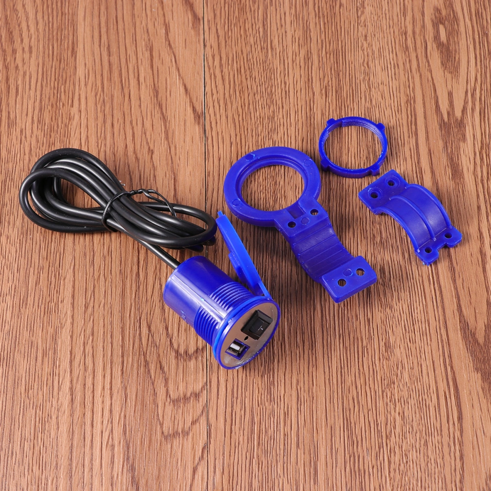 12-24V Motorcycle USB Car Charger With Switch Waterproof USB Mobile Phone Charger (Blue)