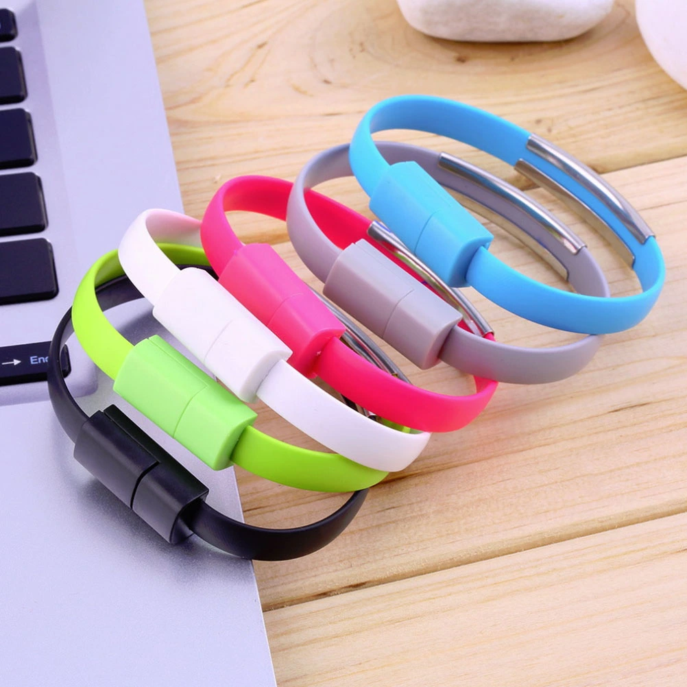 6pcs Mini USB Cable Bracelet Flat Data Charging Line Wristband for Android (6 Color)