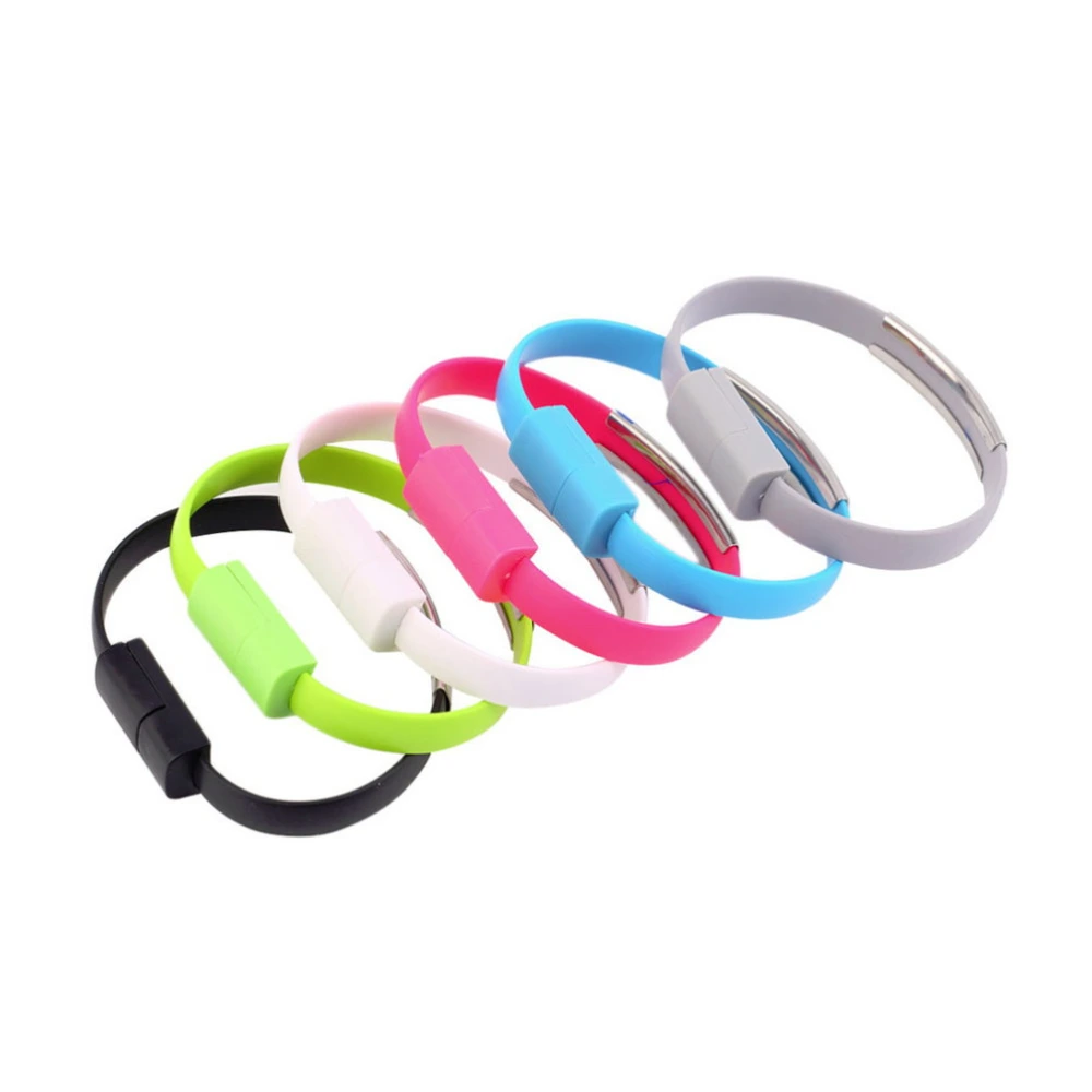 6pcs Mini USB Cable Bracelet Flat Data Charging Line Wristband for Android (6 Color)