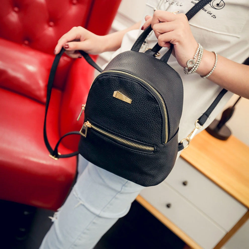 Women's New Fashion Causal Backpack Travel Handbag Mini School Bags Daypack for Girls (Black)