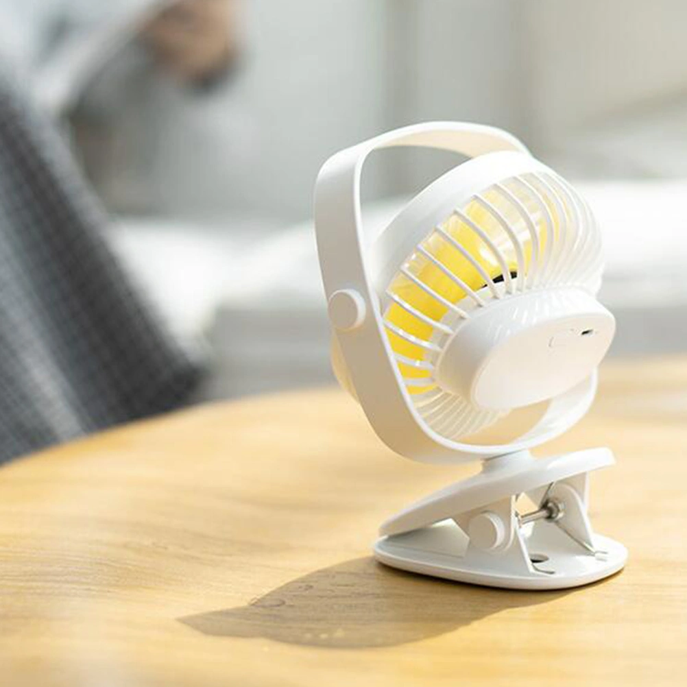 Mini Clip Adjustable Table Desk Fan Quiet Small Personal Fan for Baby Stroller Tent Dorm Bed Office(White)