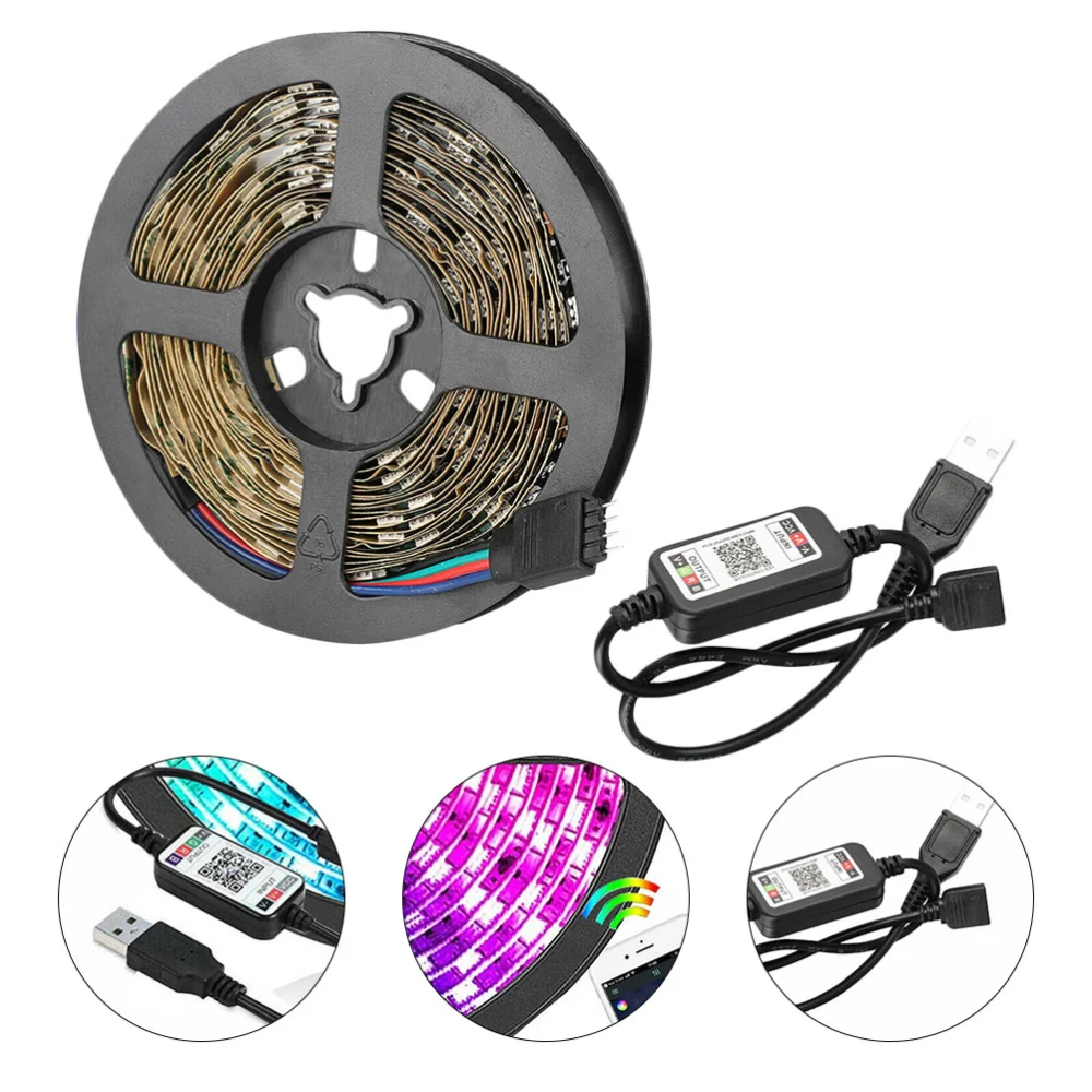 2 Meter LED Strip Lights TV Back Light 5050 RGB Color Change Wireless APP Remote