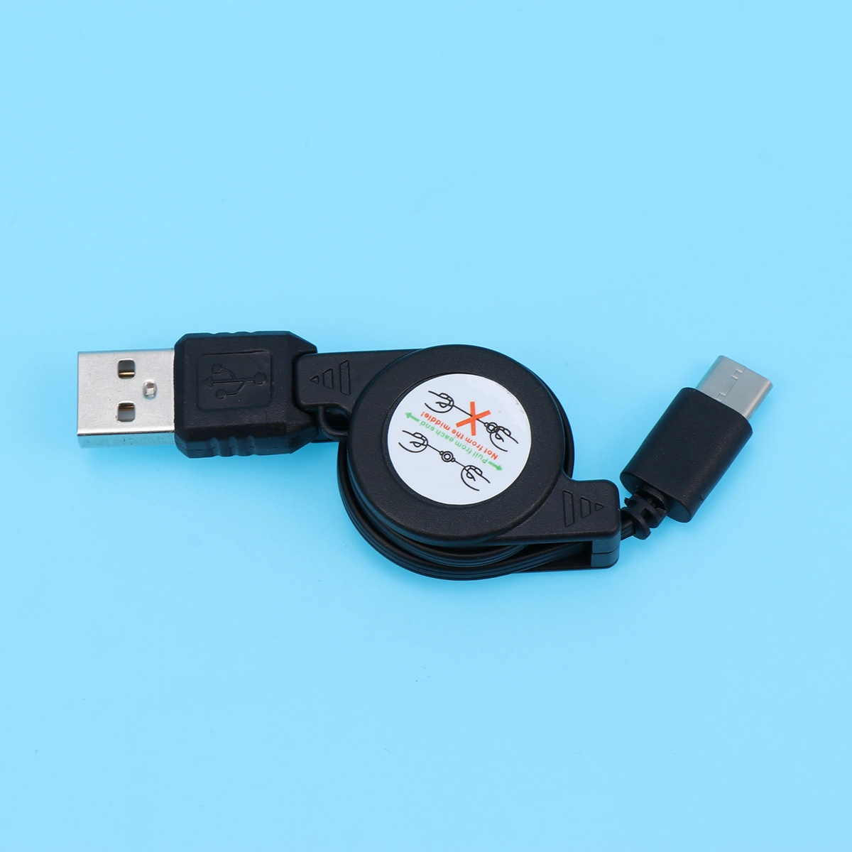 USB 3.1 Charging Cable Retractable Type-C Fast Charging Cord Portable High Charger Cable for Android Phones (Black)