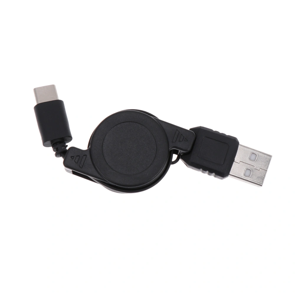 USB 3.1 Charging Cable Retractable Type-C Fast Charging Cord Portable High Charger Cable for Android Phones (Black)