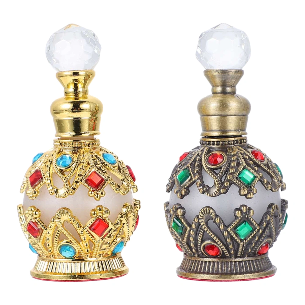 2pcs Glass Perfume Bottles Empty Storage Bottle Essential Oil Container (15ml)