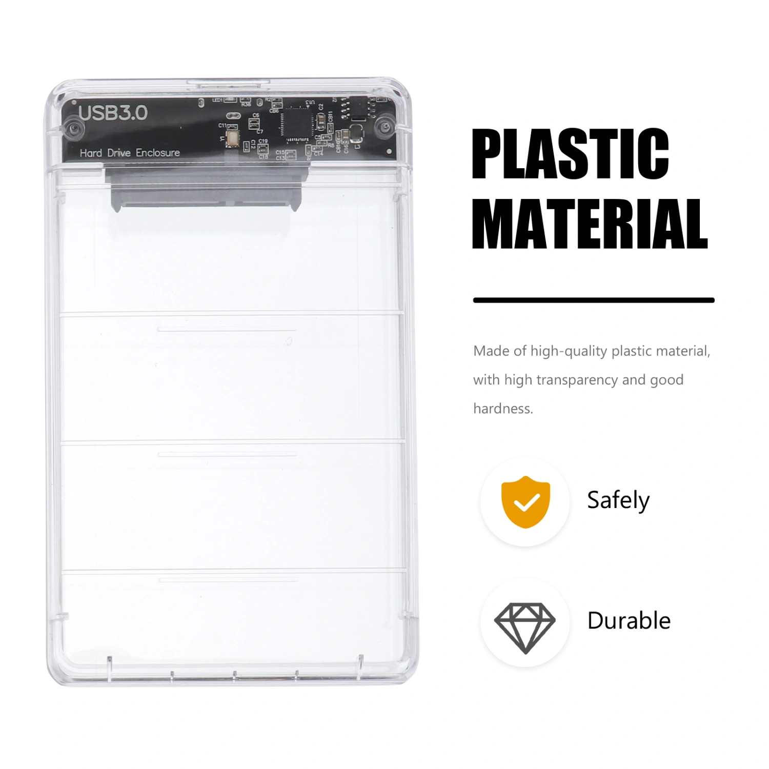 2.5 Inch Transparent USB3.0 to Sata SSD Case Tool Free 5 Gbps Support 2TB Hard Drive Enclosure SSD Box