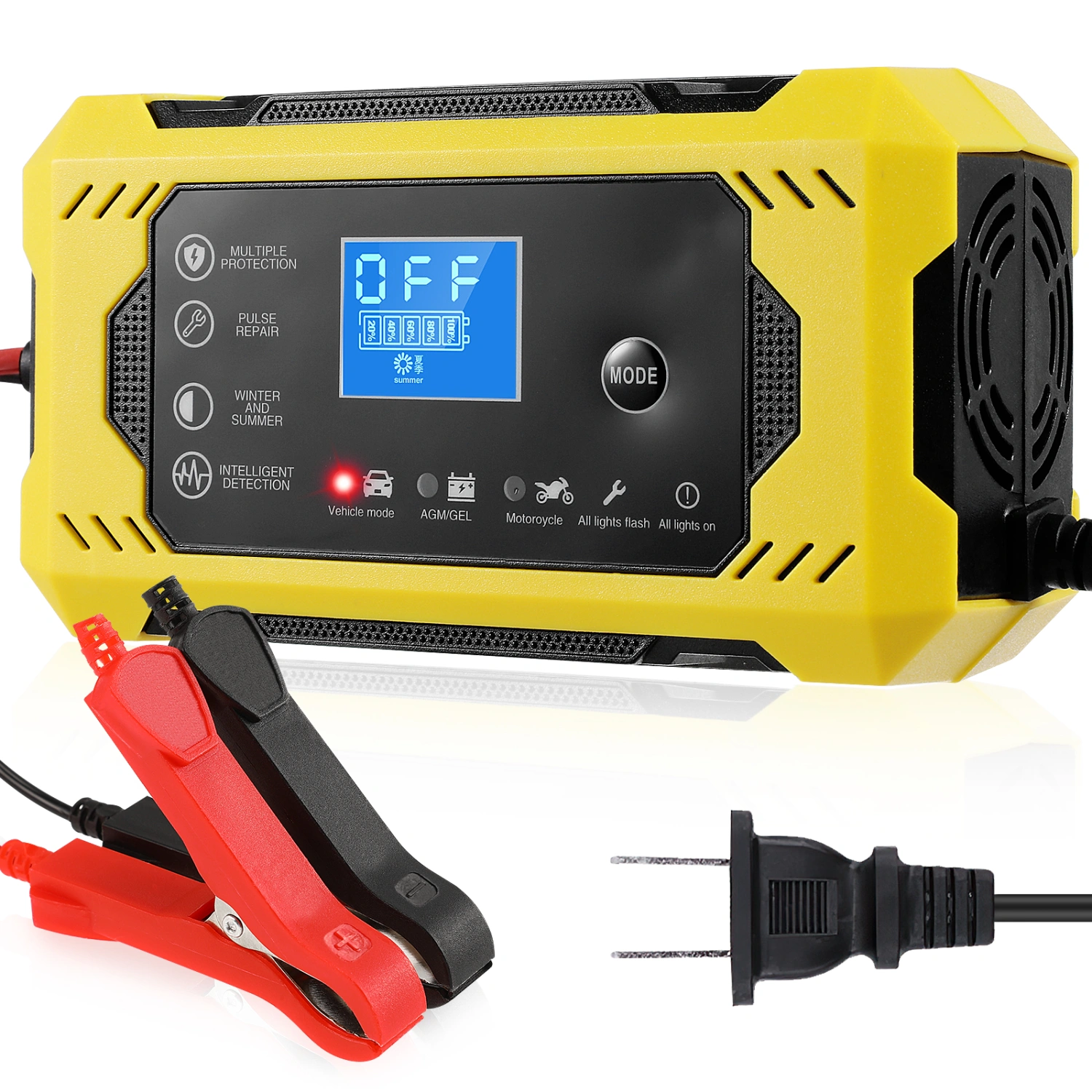 Car Automatic Battery Charger 12V/6A Smart Battery Charger Maintainer Trickle Charger for Auto Motorcycle Truck Lawn Mower (US Plug)