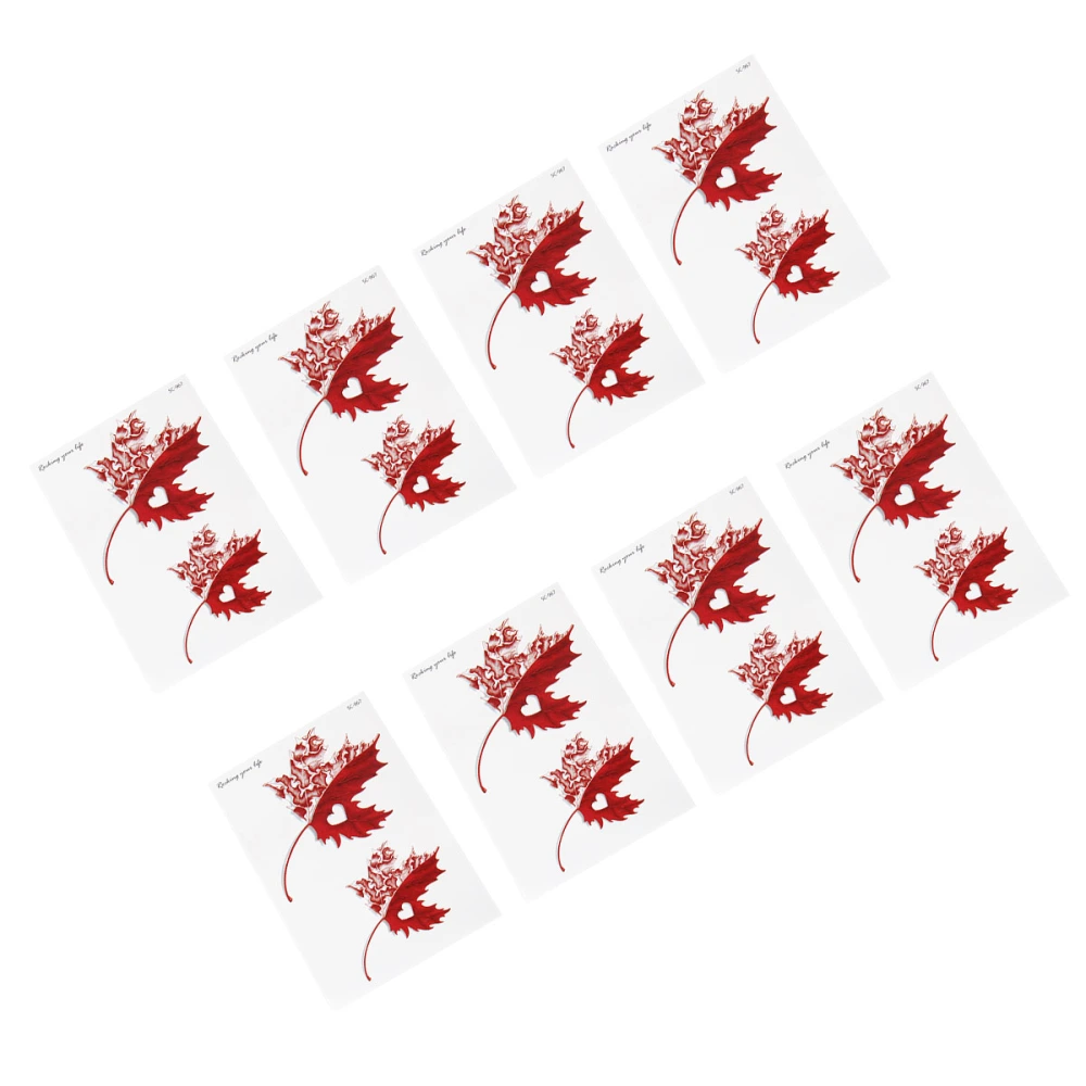 10 Sheets Maple Leaf Body Stickers Waterproof Pastes Disposable Sticker for Wrist Ankle Arm