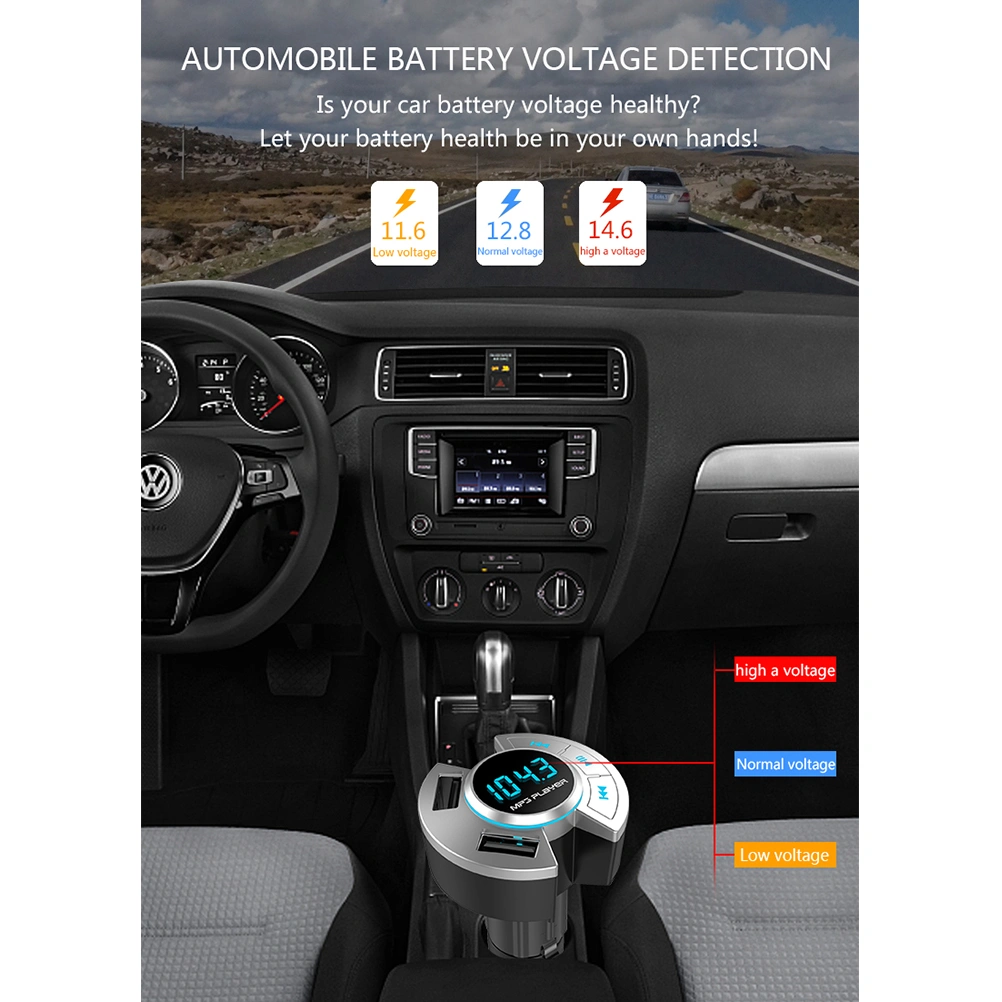 Hand-free Car Kit Multipurpose USB Charger FM Transmitter USB Drive TF Wireless Music Player