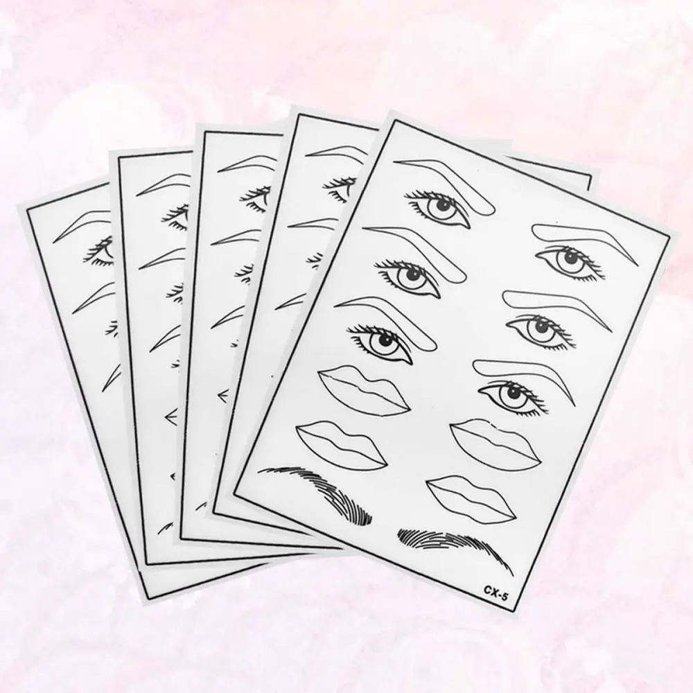 5pcs Practice Skin Eyebrow Mouth and Eye Pattern Simulation Silicone Skin for Learning Training (White)