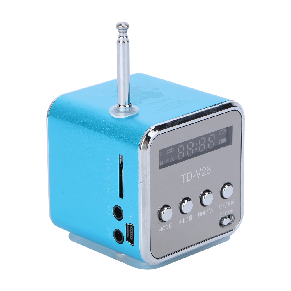 Mini Digital Portable Music MP3/4 Player Micro SD/TF USB Disk Speaker FM Radio (Blue)