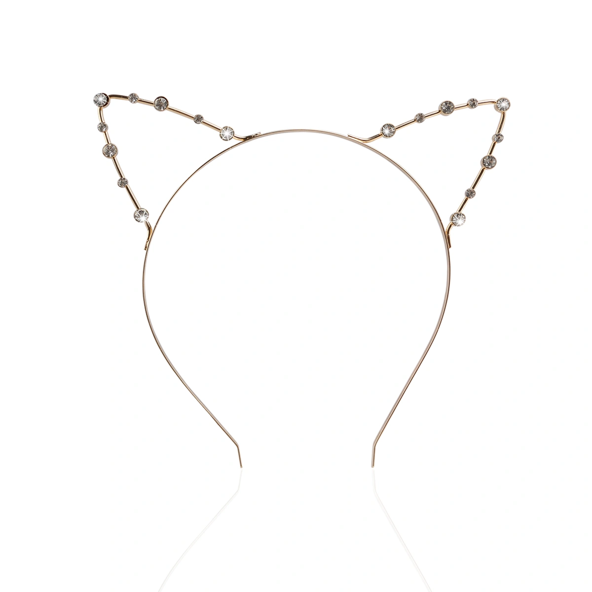 Rhinestone Headband with Cat Ears Fancy Dress for Costume Party (Golden)