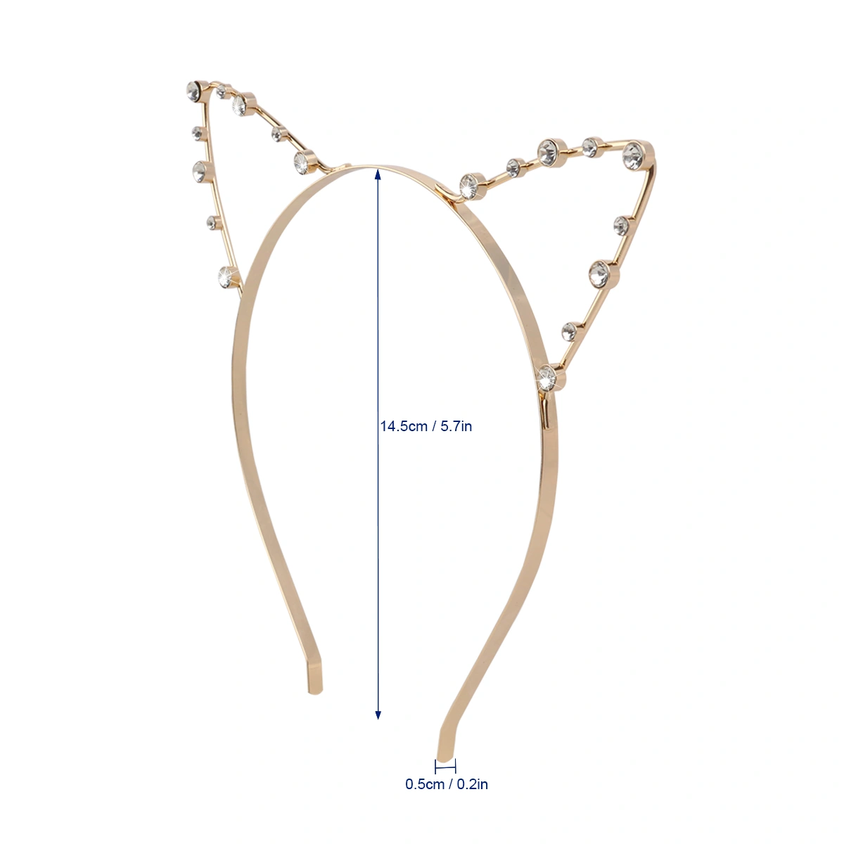 Rhinestone Headband with Cat Ears Fancy Dress for Costume Party (Golden)