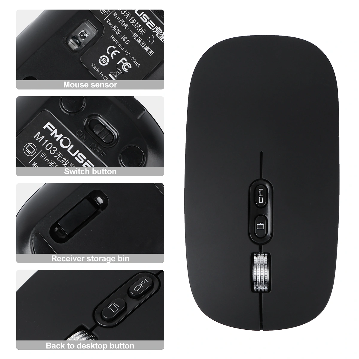 1 Pc 2.4G Wireless Mouse Rechargeable Silent Mouse Desktop Computer Accessory