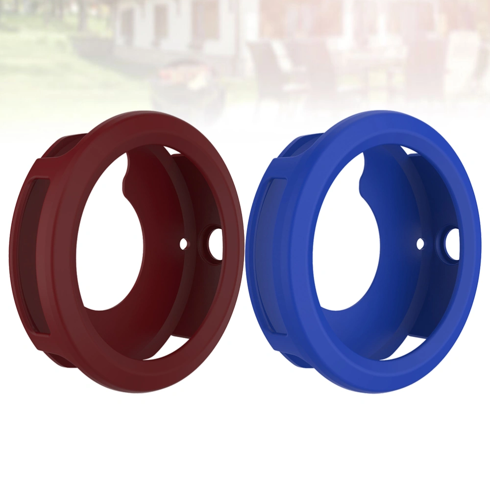 2 Pcs Silicone Smart Watch Case Anti-fall Wristwatch Shell Frame Scratch Proof Protective Cover Compatible for Garmin Vivoactive3 (Red, Blue Style)