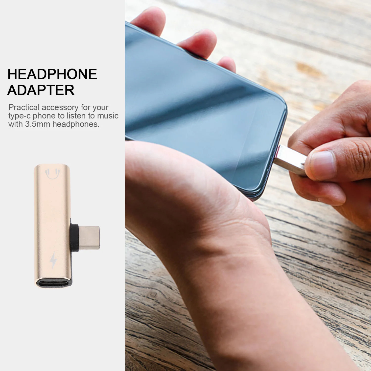 Headphone Adapter2-in-1 Type C to 3.5mm Audio Adapter and Fast Charging