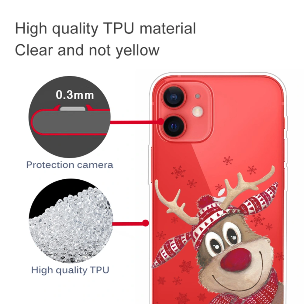 1pc Mobile Phone Shell Christmas Phone Protective Cover Compatible for iPhone 12