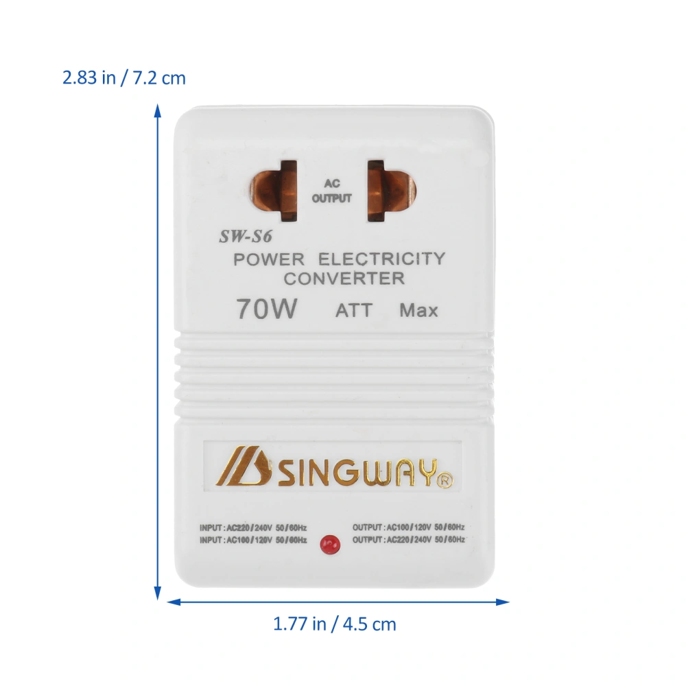 220V to 110V Step-Up and Down Voltage Converter 70W Watt for Travel (White)