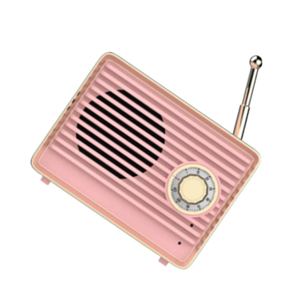 1PC Wireless Speaker Retro Wireless Loudspeaker Mini Portable Speaker Multi-purpose Outdoor Speaker for Home Travel Use Pink