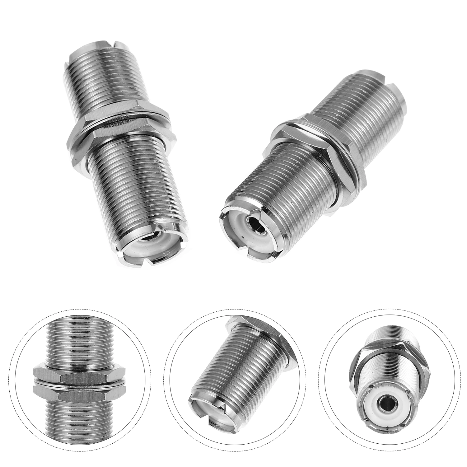 2pcs Coax Connector Female To Female Coaxial Adapter UHF Extension Connector