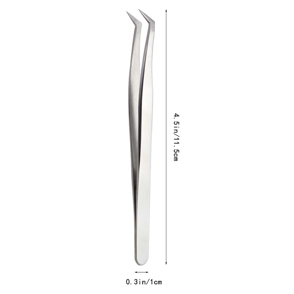 2Pcs Grafting Eyelashes Tweezer Eyelashes Extension Tweezer Fake Eyelashes Tweezer Makeup Tools Silver