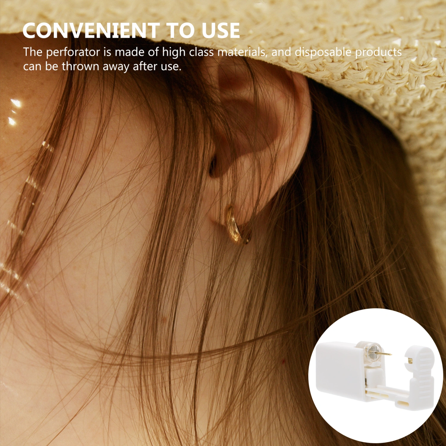 2Sets Disposable Ear Piercer with Ear Studs Practical Ear-piercing Assist Device